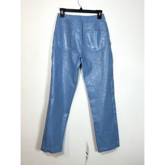 ASOS DESIGN Light Blue Faux Crocodile Leather Straight Leg Pants‎ Size 26 Y2K - Picture 6 of 14